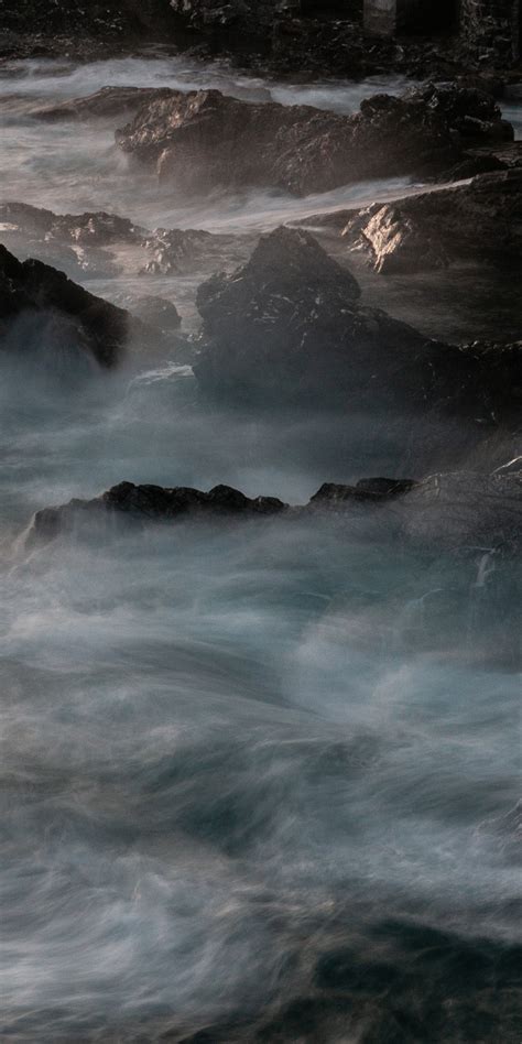 Download 1080x2160 Wallpaper Coast Sea Rocks Black Mist Honor 7x
