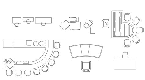 Autocad Drawing Shows Various Styles Of The Conference Table Block