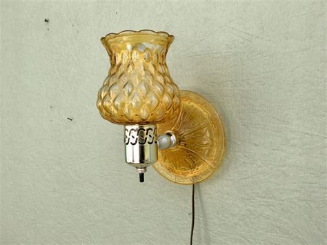 Antique Amber Glass Plug In Wall Lampsconce Vintage Mid Etsy Plug