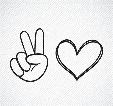 Peace Love SVG Peace Hand Svg Heart Love Svg Hand Drawn - Etsy Australia