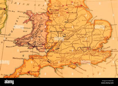 Mappa Vecchia Di Inghilterra Originali Dalla Geografia Textbook 1879