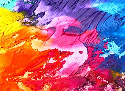Purple Blue Yellow Pink And Orange Abstract Painting Hd Wallpaper