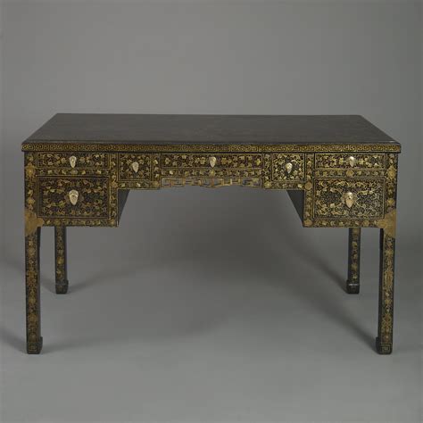 Early 20th Century Chinese Export Black Lacquer Desk Timothy Langston