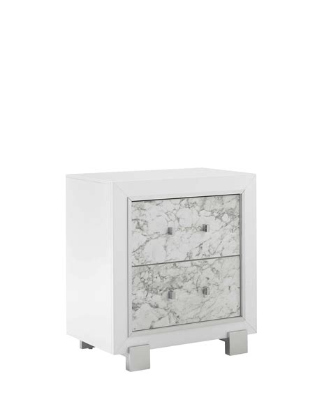 Santorini Metallic White Marble Bedroom Set By Global Furniture