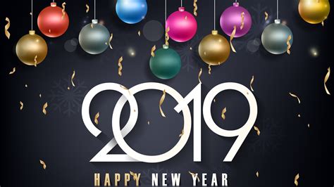 Fondos De Pantalla Feliz Año Nuevo 2019 Coloridas Bolas Navideñas