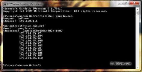 Find Out The Ip Addresses Of Websites With Command Prompt