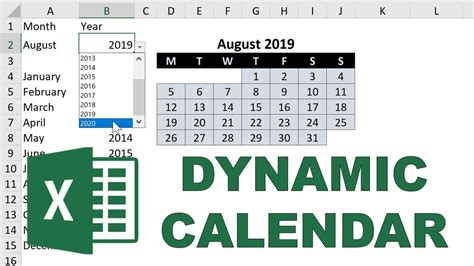 How To Make A Dynamic Calendar In Excel Youtube