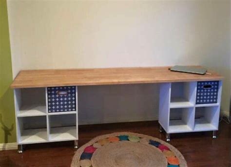 They've been using these (see below) old beat up desks that i chalk painted when we first moved into the house house. Next project to make. Desk made out of Kmart storage cubes ...