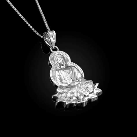Sterling Silver Lotus Buddha Yoga Pendant Necklace In 2022 Yoga