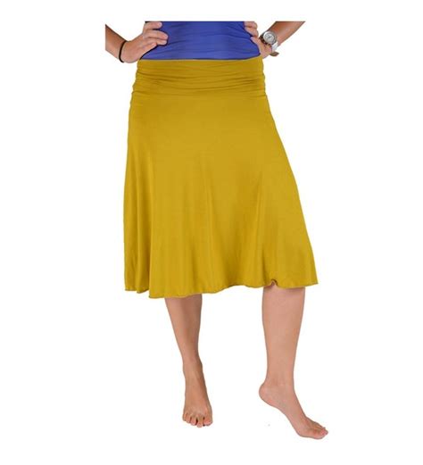 Womens Plus Size Knee Length Flowy Skirt Mustard Yellow Cc1266vc4c5