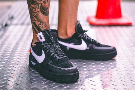 Off White X Nike Air Force 1 Black On Foot Pictures