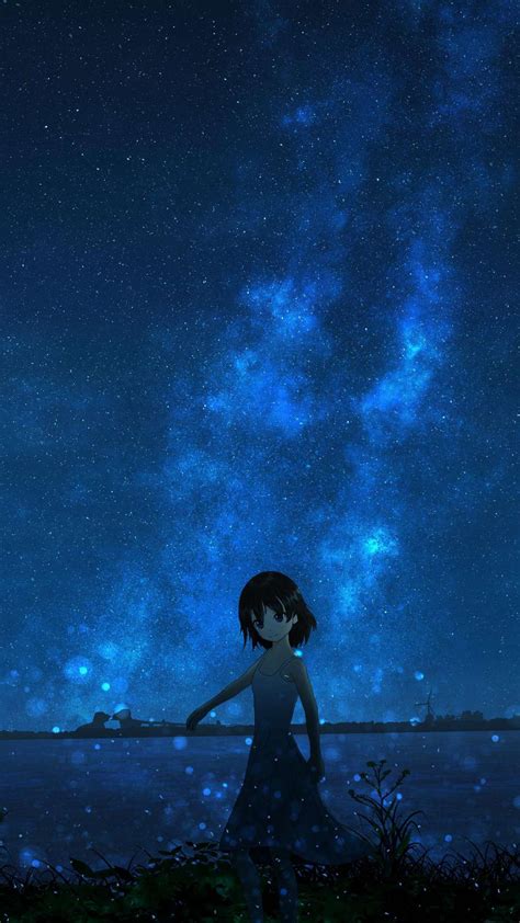 Anime Night Sky Wallpaper Hd