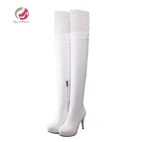 Original Intention Women Boots Sexy Thigh High Boots Platform Thin Heels Shoes Woman Over The