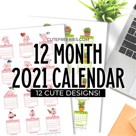 You may cut out each month's calendar and stick to your bullet journal future log or planner. Free Printable 2021 Calendar Stickers / 12 Month Calendar ...