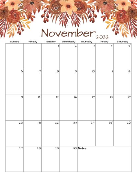 Printable Thanksgiving Calendar 2022