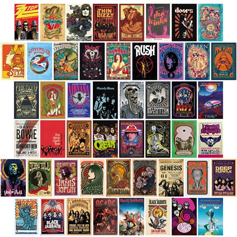 Buy Waschbär 50pcs Vintage Rock Wall Collage Kit Band Posters Music