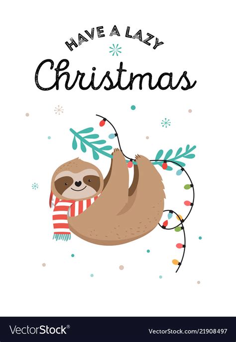 Cute Sloths Funny Christmas With Royalty Free Vector Image