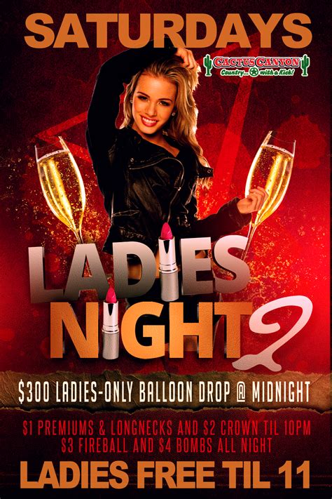 New Ladies Night Posterflyer Design For Cactus Canyon Nightclub In