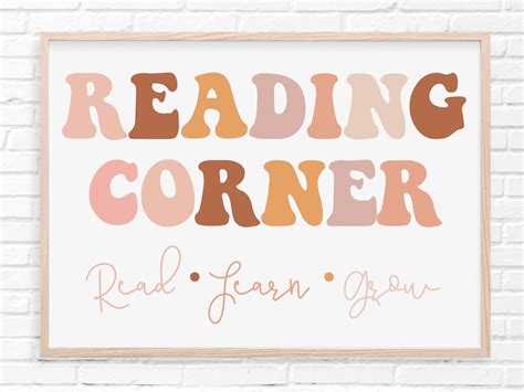 classroom wall art reading corner read learn grow etsy