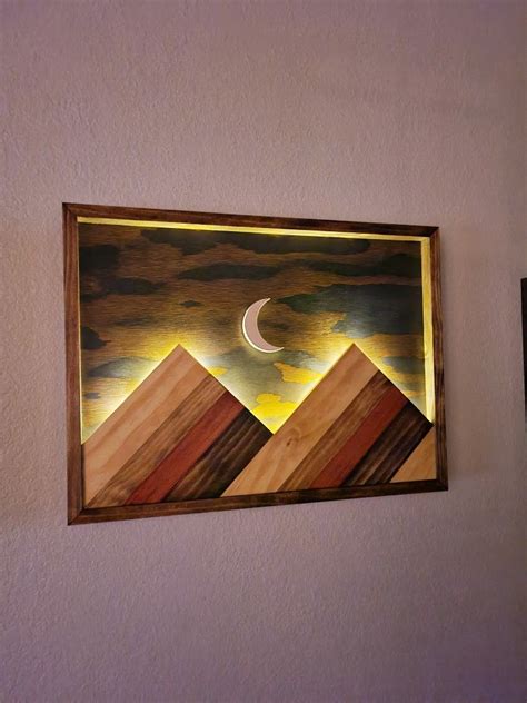 Crescent Moon Wood Wall Art Diy Mountain Crafts Wood Wall Art