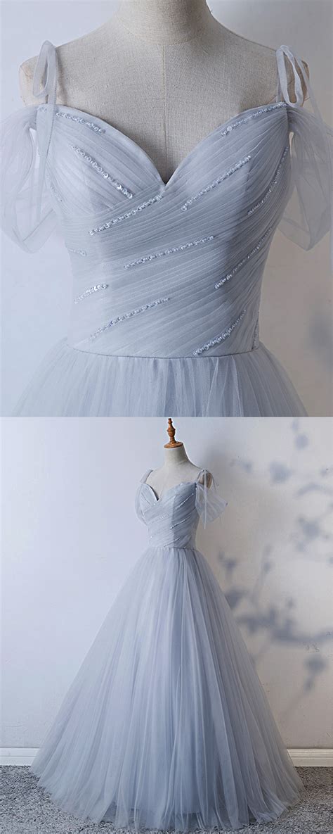 cheap prom dresses by sweetheartdress · light blue tulle crystal sweetheart long prom dress