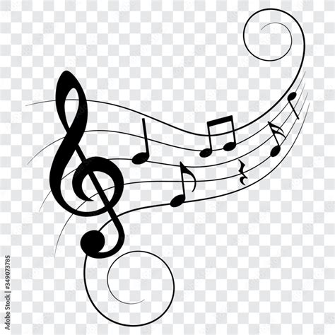 Music Notes With Swirls Vector Illustration Stock Vector Adobe Stock