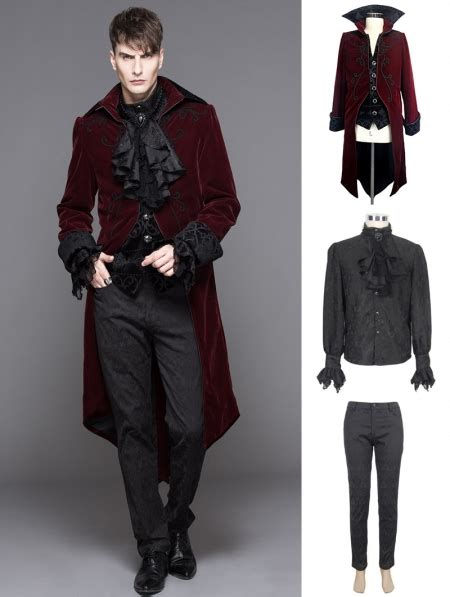 Wine Red Gothic Palace Style Suit For Men Uk