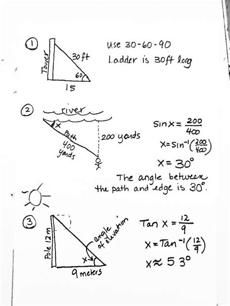 It is a special triangle in which one angle is 90° and the other two are less than 90 question 4: 18 Best Images of Trigonometry Worksheets And Answers PDF - Right Triangle Trigonometry ...
