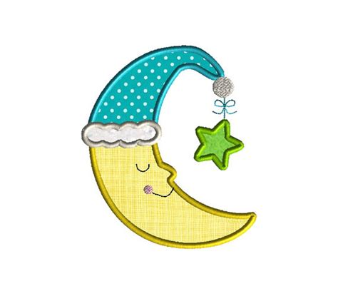 Sleepy Moon Applique Machine Embroidery Design 2