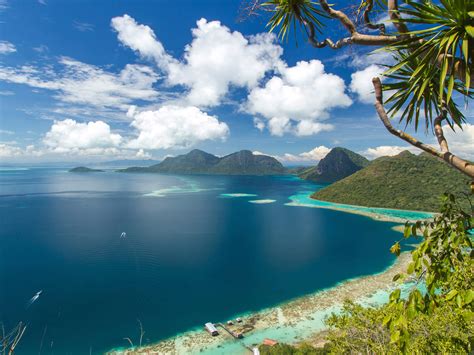 Asia Malaysia Bohey Dulang Tropics Island Ocean Mountains Sky White