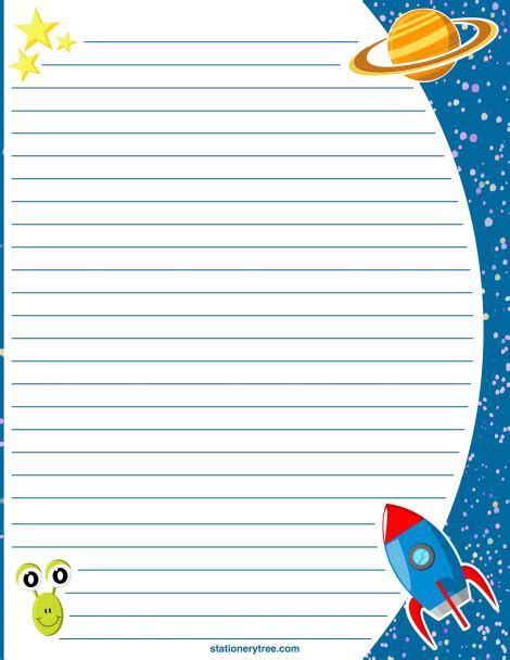 Available in jpg or pdf format and in lined and unlined versions. Printable space stationery and writing paper. Free PDF downloads at http://stationerytree.com/d ...