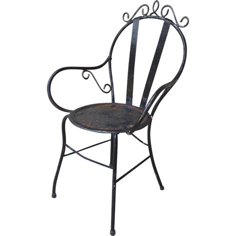Vintage Wrought Iron Garden Bistro Arm Chair From Blacktulip On Ruby Lane