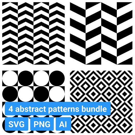 Geometric Abstract Patterns Bundle Svg 4 Seamless Patterns Squares