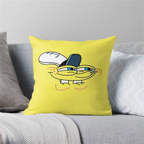 Spongebob Smirk Face Throw Pillow By Kirkdstevens Redbubble
