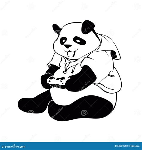 Panda Playing Video Game Stock Vector Illustration Of Giant 69939958
