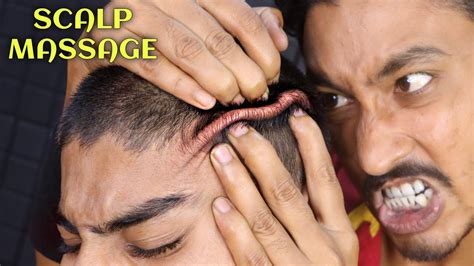 Scalp Massage And Scalp Scratching Bald Head Massage And Neck Cracking Lots Of Skin Cracking