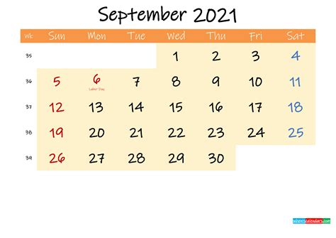 September 2021 Calendar Printable Template Calendar Printables Free Blank
