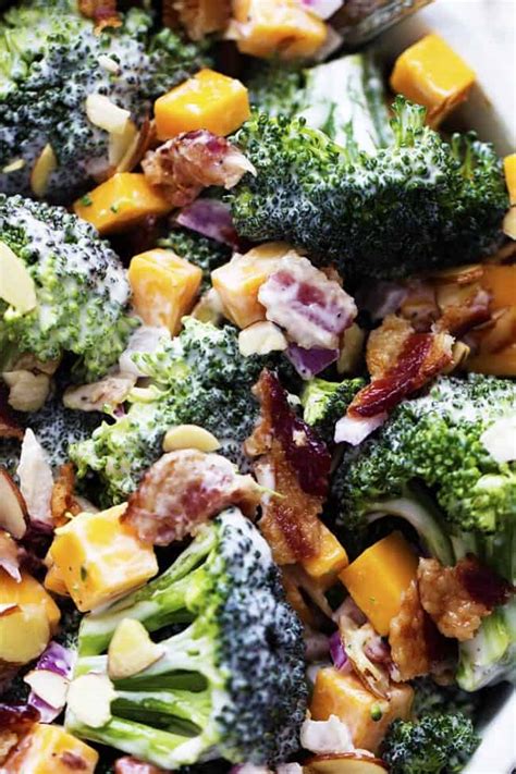 Pour over broccoli mixture and stir to coat. Creamy Broccoli Bacon and Cheddar Salad | The Recipe Critic
