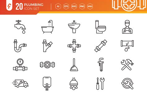 Plumbing Icon Set Grafik Von Ferart88 · Creative Fabrica