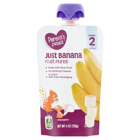 Parents Choice Stage 2 Baby Food Banana 4 Oz Pouch