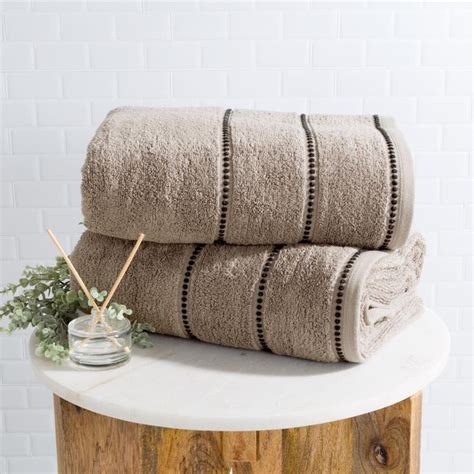 Hastings Home 2 Piece Taupeblack Cotton Quick Dry Bath Towel Set Bath