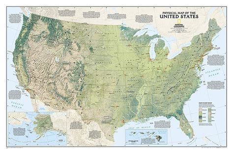 National Geographic Usa Decorative Physical Map