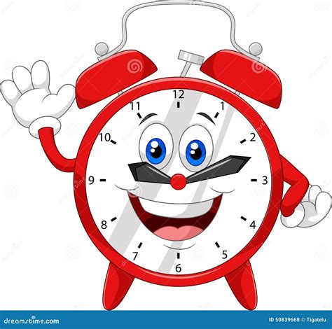 Cartoon Clock Waving Hand Stock Vector Illustration Of Chime 50839668