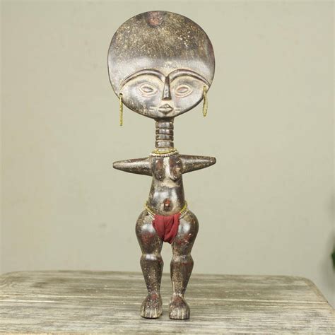 Fair Trade African Hand Carved Wood Fertility Doll Figurine Fante Fertility Doll Iii Novica