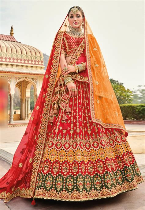 Banarasi Silk Bridal Lehenga Choli In Red Colour 111