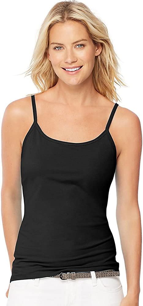 Stretch Cotton Cami With Built In Shelf Bra O9342 Black M At Amazon