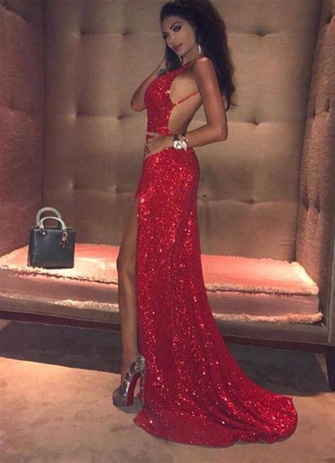 Red Prom Dresssexy Backless Prom Dresses Red Sequins Prom Dresses Sequin Prom Dressopen Back