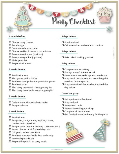 26 Life Easing Birthday Party Checklists Kitty Baby Love