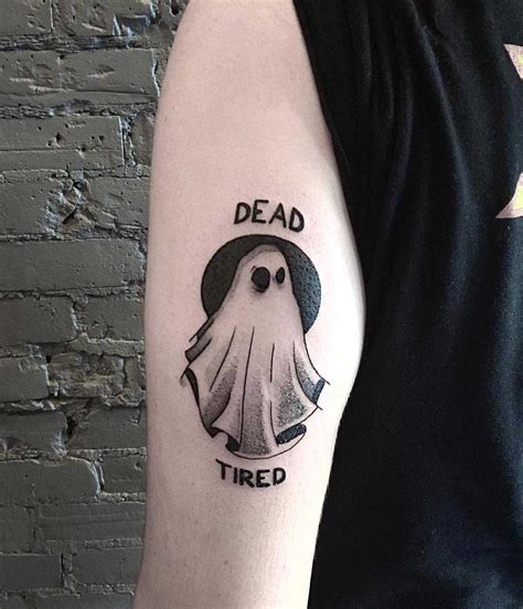 Dead Tired Ghost Tattoo Inked On The Arm Halloween Tattoos Ghost