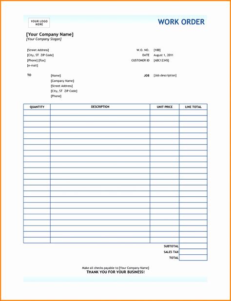 7 Job Order Form Template Excel Excel Templates Excel Templates